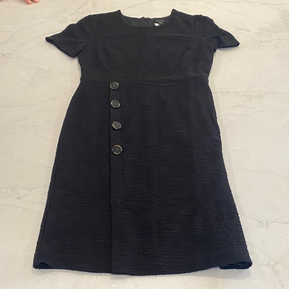 Ann Taylor Black Textured Midi Dress